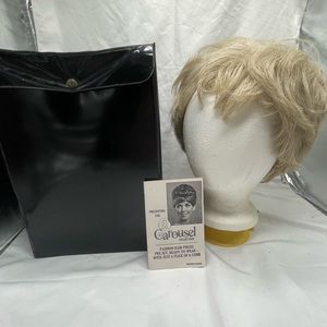 Vintage 1960's Carousel Wig Box,  Wig W/ Papers And Styrofoam Head.